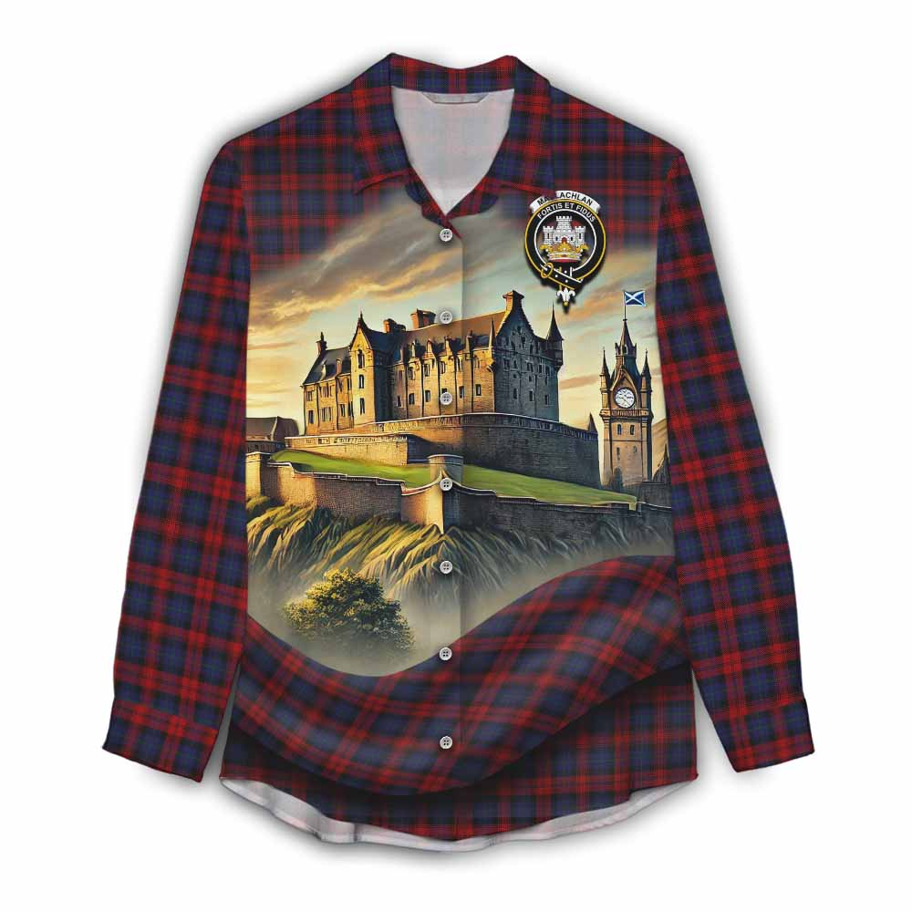 Tartan Vibes Clothing MacLachlan (McLachlan) Tartan Family Crest Women's Casual Shirt with Scottish Ancient Castle Style