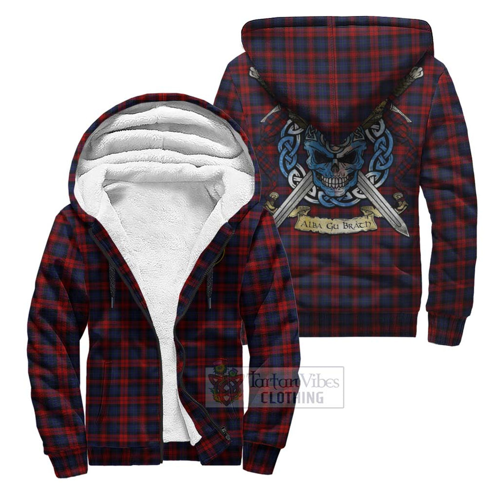 Tartan Vibes Clothing MacLachlan (McLachlan) Tartan Sherpa Hoodie with Family Crest Celtic Skull Style