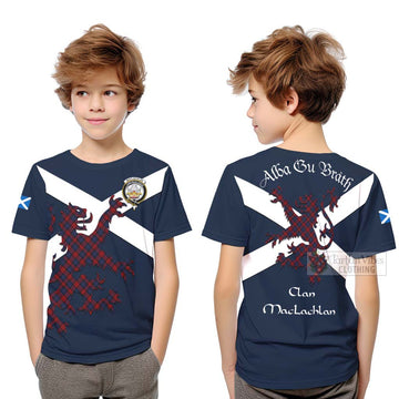 Tartan Vibes Clothing MacLachlan (McLachlan) Tartan Lion Rampant Kid T-Shirt – Proudly Display Your Heritage with Alba Gu Brath and Clan Name