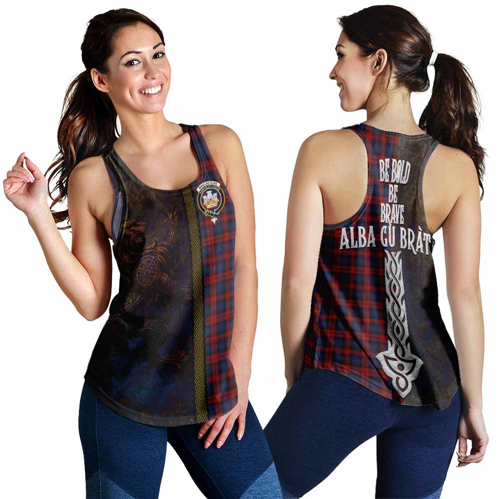 Tartan Vibes Clothing MacLachlan (McLachlan) Tartan Family Crest Women's Racerback Tanks Alba Gu Brath Be Brave Lion Ancient Style
