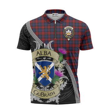 MacLachlan (McLachlan) Tartan Family Crest Zipper Polo Shirt Lion Rampant Royal Thistle Shield Celtic Inspired