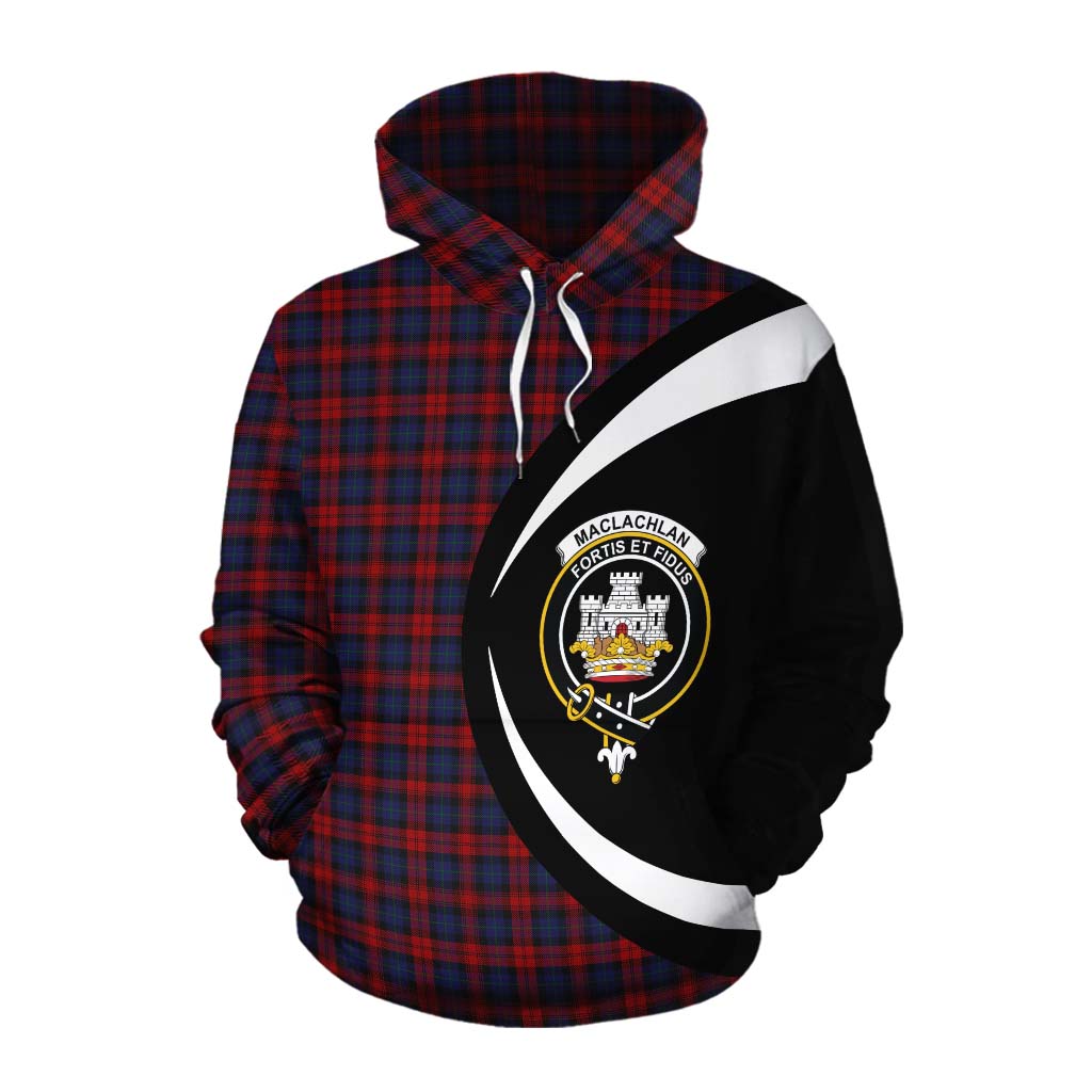 Tartan Vibes Clothing MacLachlan (McLachlan) Tartan Cotton Hoodie with Family Crest Circle Style
