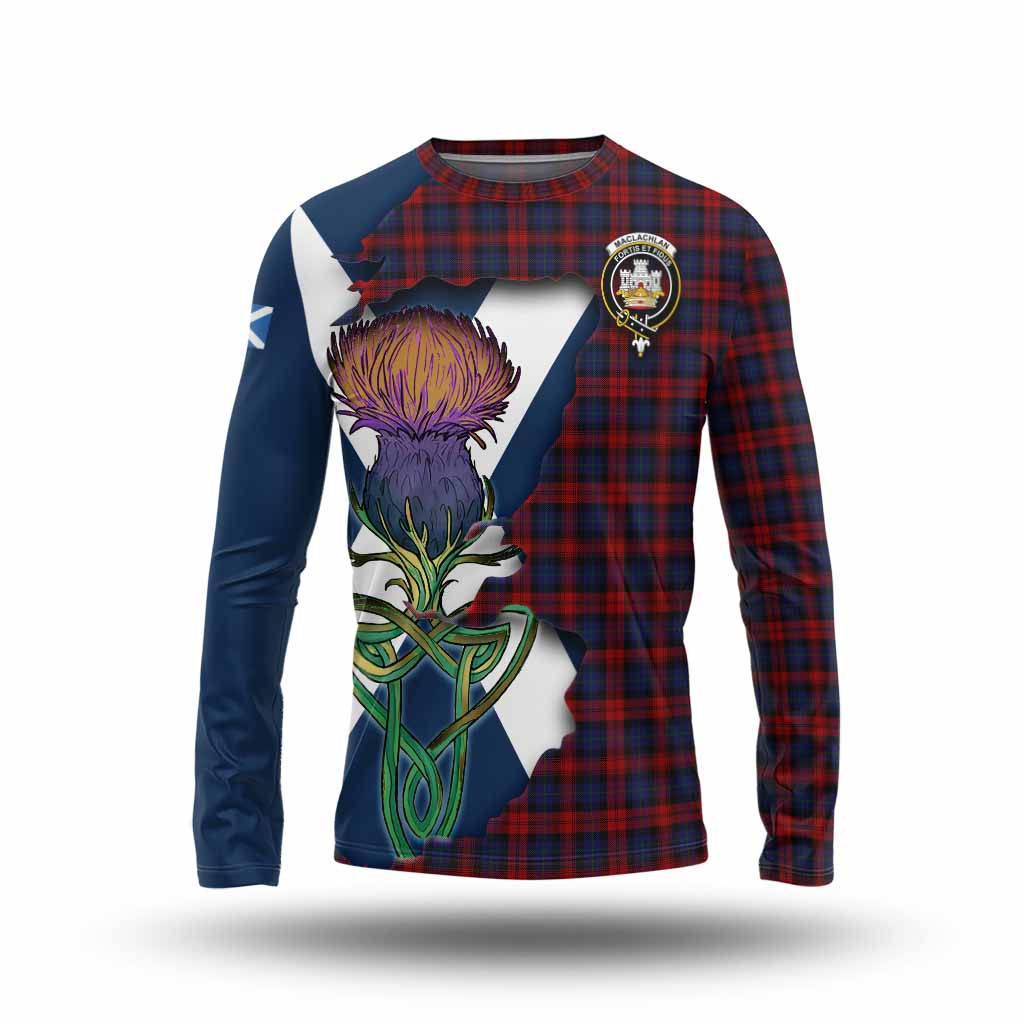 Tartan Vibes Clothing MacLachlan (McLachlan) Tartan Family Crest Long Sleeve T-Shirt Scottish Thistle Celtic Inspired