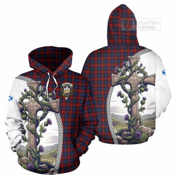 MacLachlan (McLachlan) Tartan Hoodie with Family Crest and St. Andrew's Cross Accented by Thistle Vines