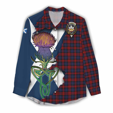 Tartan Vibes Clothing MacLachlan (McLachlan) Tartan Family Crest Women's Casual Shirt Scottish Thistle Celtic Inspired