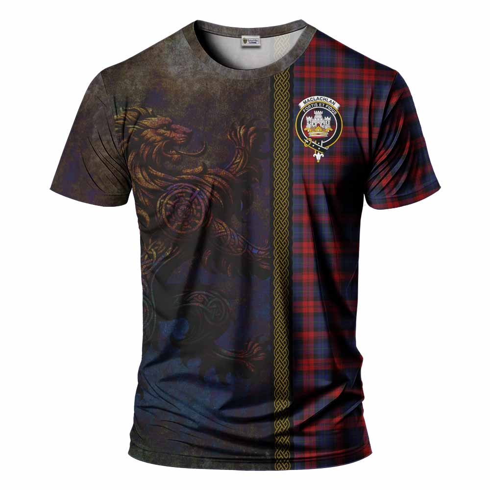 Tartan Vibes Clothing MacLachlan (McLachlan) Tartan Family Crest T-Shirt Alba Gu Brath Be Brave Lion Ancient Style