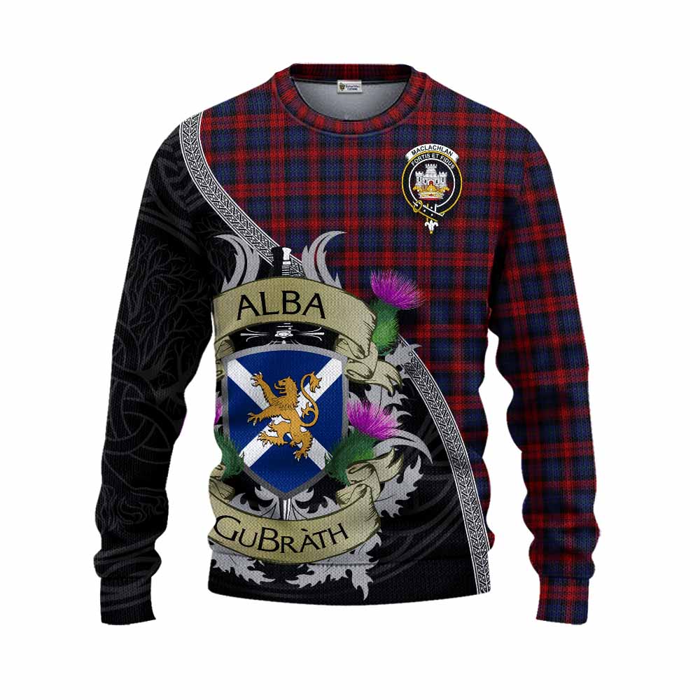 Tartan Vibes Clothing MacLachlan (McLachlan) Tartan Family Crest Knitted Sweater Lion Rampant Royal Thistle Shield Celtic Inspired