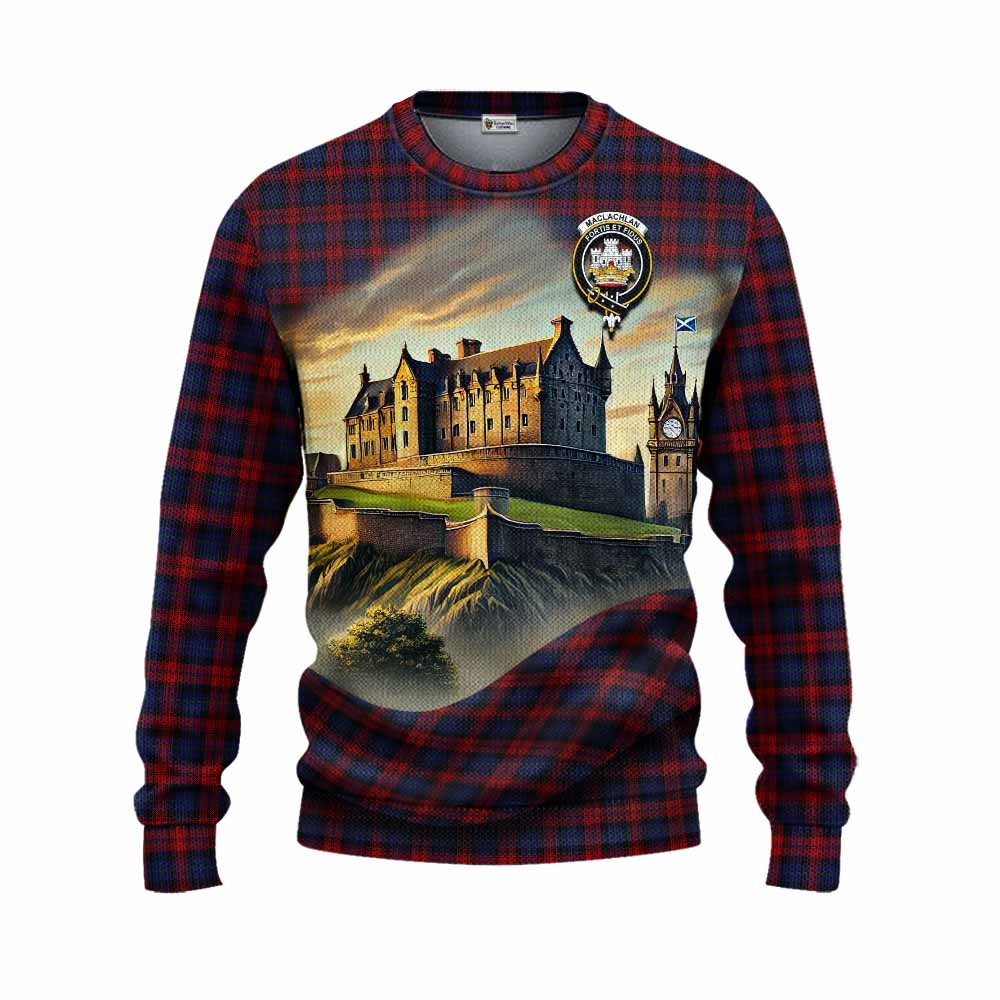 Tartan Vibes Clothing MacLachlan (McLachlan) Tartan Family Crest Knitted Sweater with Scottish Ancient Castle Style