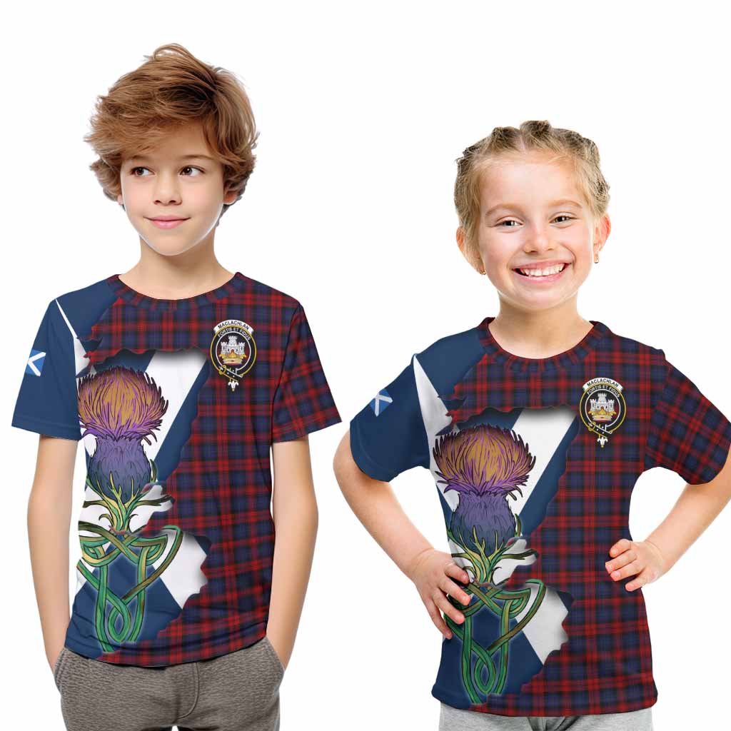 Tartan Vibes Clothing MacLachlan (McLachlan) Tartan Family Crest Kid T-Shirt Scottish Thistle Celtic Inspired