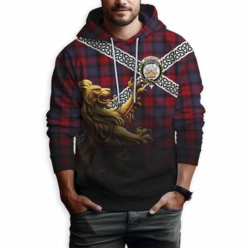 MacLachlan (McLachlan) Crest Tartan Hoodie with Golden Lion Emblem Celtic Style