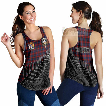 Tartan Vibes Clothing MacLachlan (McLachlan) Crest Tartan Women's Racerback Tanks with New Zealand Silver Fern Half Style