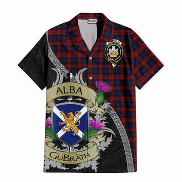 MacLachlan (McLachlan) Tartan Family Crest Hawaiian Shirt Lion Rampant Royal Thistle Shield Celtic Inspired