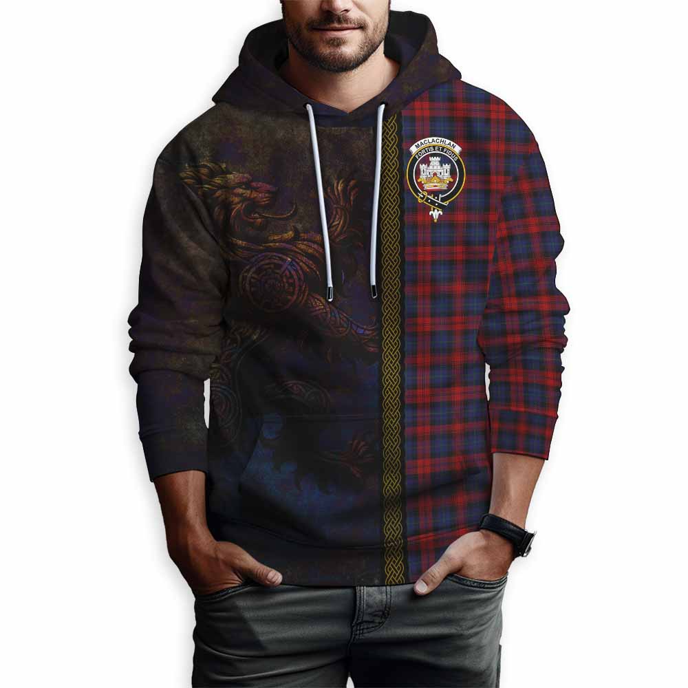 Tartan Vibes Clothing MacLachlan (McLachlan) Tartan Family Crest Hoodie Alba Gu Brath Be Brave Lion Ancient Style