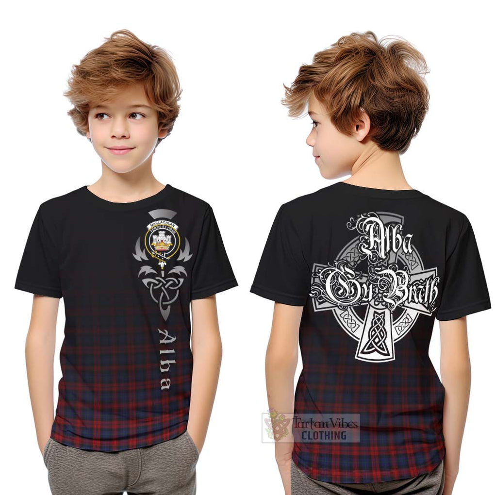 Tartan Vibes Clothing MacLachlan (McLachlan) Tartan Kid T-Shirt Featuring Alba Gu Brath Family Crest Celtic Inspired