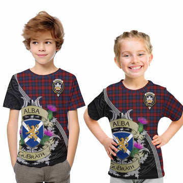 Tartan Vibes Clothing MacLachlan (McLachlan) Tartan Family Crest Kid T-Shirt Lion Rampant Royal Thistle Shield Celtic Inspired