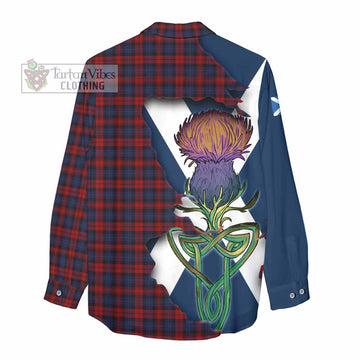 Tartan Vibes Clothing MacLachlan (McLachlan) Tartan Family Crest Women's Casual Shirt Scottish Thistle Celtic Inspired