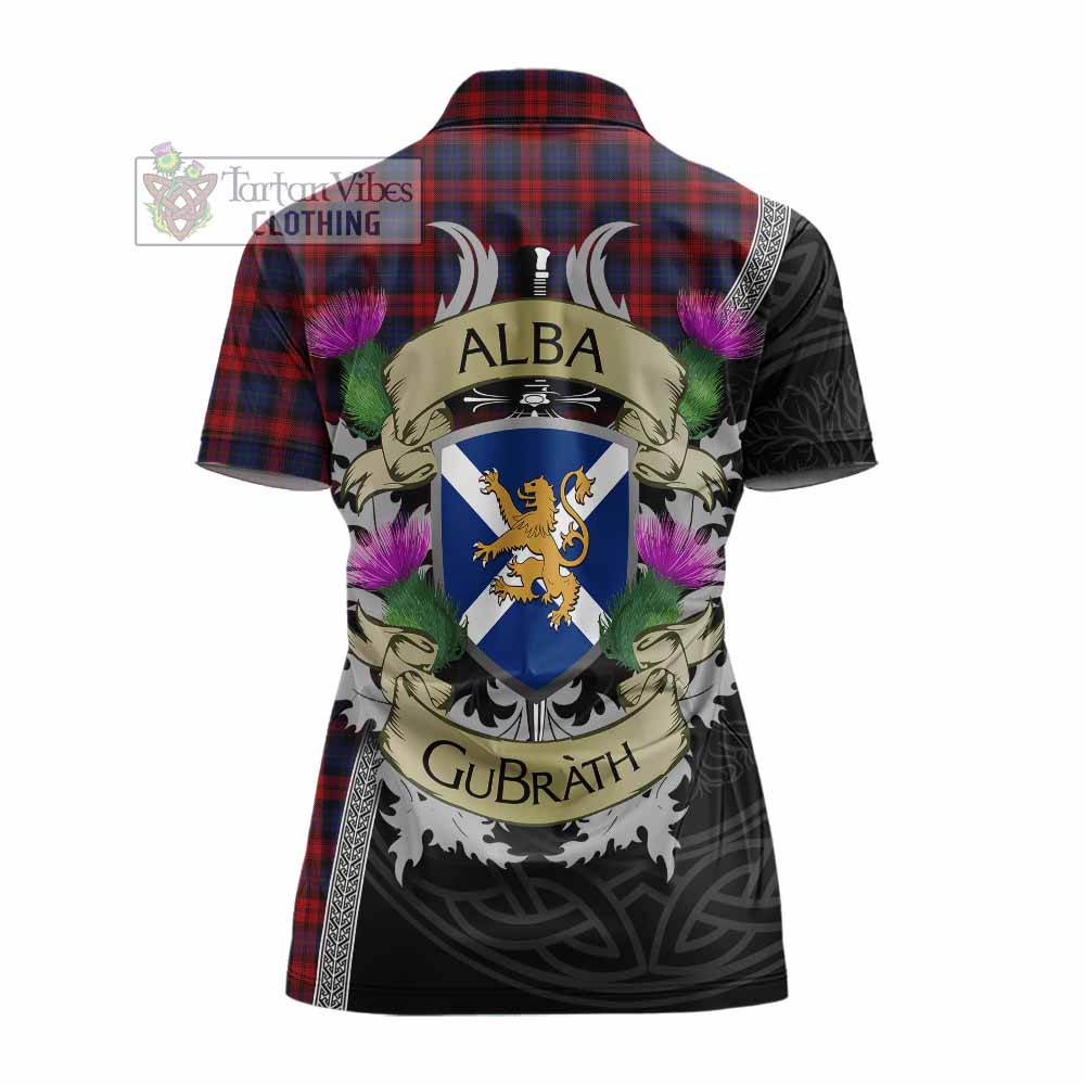 Tartan Vibes Clothing MacLachlan (McLachlan) Tartan Family Crest Women's Polo Shirt Lion Rampant Royal Thistle Shield Celtic Inspired