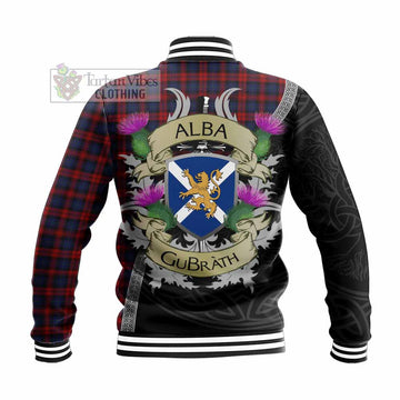 Tartan Vibes Clothing MacLachlan (McLachlan) Tartan Family Crest Baseball Jacket Lion Rampant Royal Thistle Shield Celtic Inspired