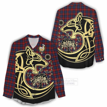 MacLachlan (McLachlan) Tartan Women's Casual Shirt with Family Crest Celtic Wolf Style