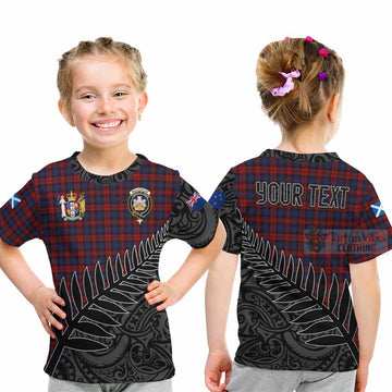 Tartan Vibes Clothing MacLachlan (McLachlan) Crest Tartan Kid T-Shirt with New Zealand Silver Fern Half Style
