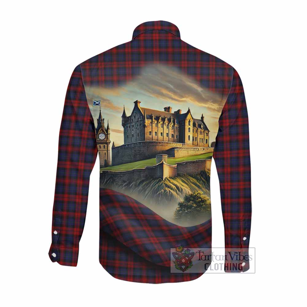 Tartan Vibes Clothing MacLachlan (McLachlan) Tartan Family Crest Long Sleeve Button Shirt with Scottish Ancient Castle Style