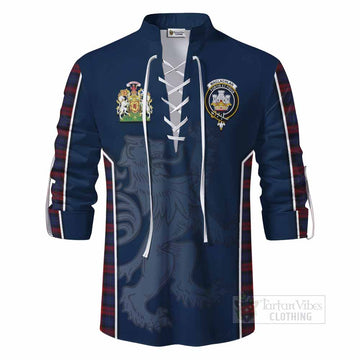 Tartan Vibes Clothing MacLachlan (McLachlan) Tartan Ghillie Kilt Shirt with Family Crest and Lion Rampant Vibes Sport Style