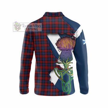 Tartan Vibes Clothing MacLachlan (McLachlan) Tartan Family Crest Long Sleeve Polo Shirt Scottish Thistle Celtic Inspired