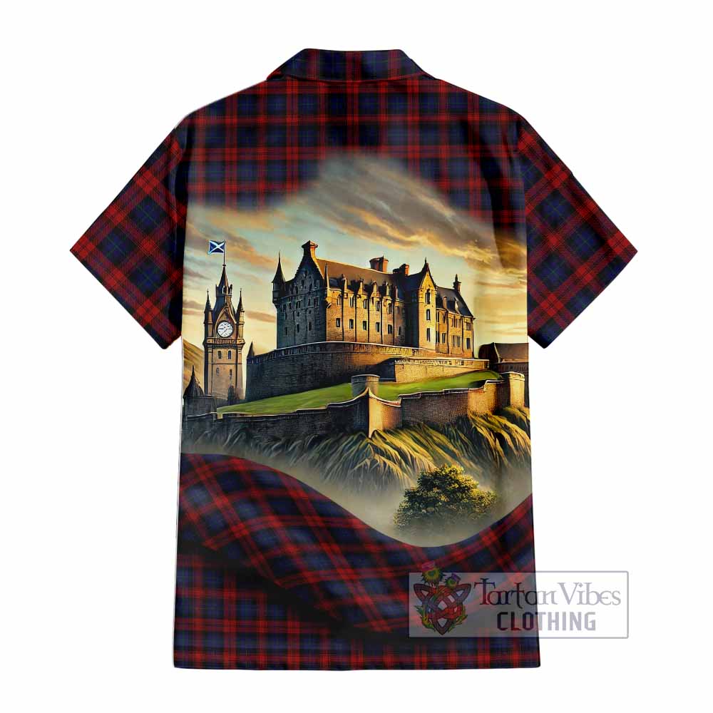 Tartan Vibes Clothing MacLachlan (McLachlan) Tartan Family Crest Short Sleeve Button Shirt with Scottish Ancient Castle Style