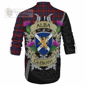Tartan Vibes Clothing MacLachlan (McLachlan) Tartan Family Crest Ghillie Kilt Shirt Lion Rampant Royal Thistle Shield Celtic Inspired