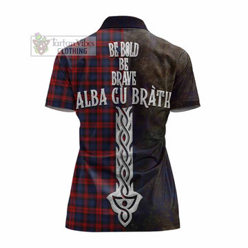 MacLachlan (McLachlan) Tartan Family Crest Women's Polo Shirt Alba Gu Brath Be Brave Lion Ancient Style