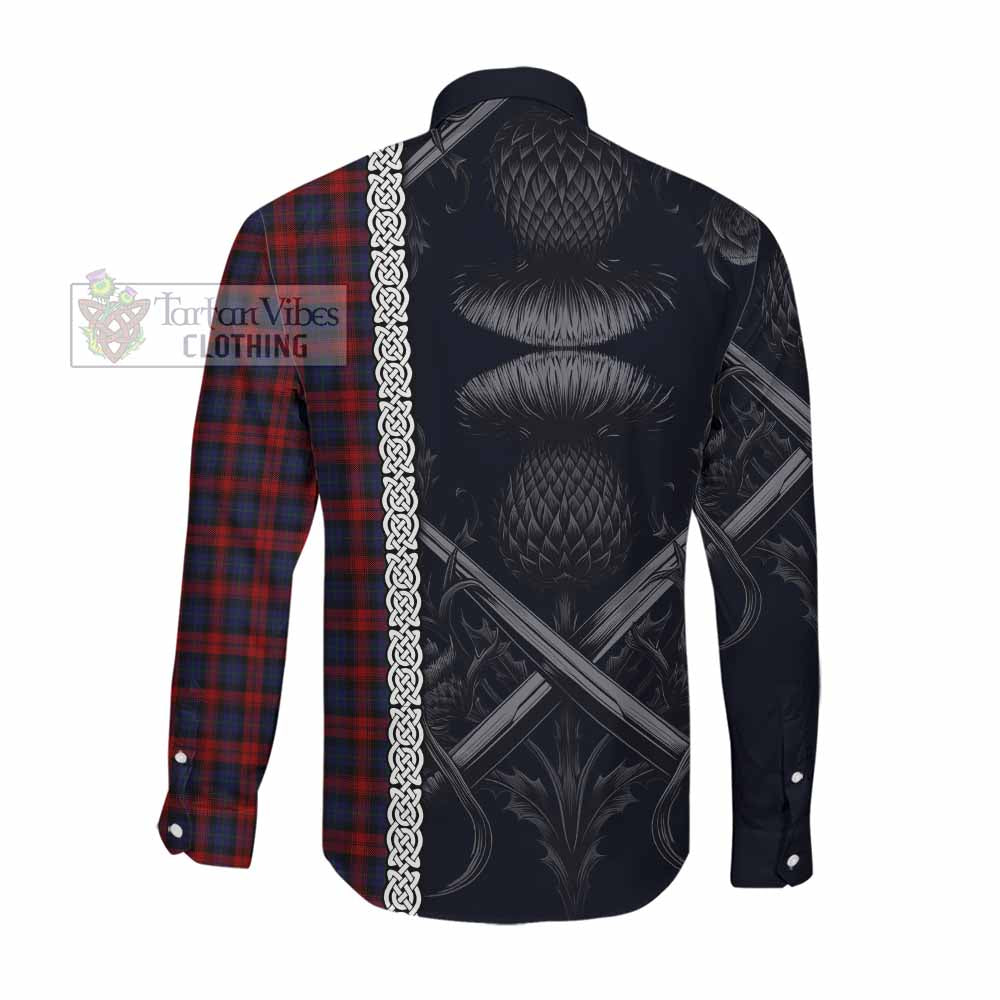 Tartan Vibes Clothing MacLachlan (McLachlan) Tartan Long Sleeve Button Shirt with Family Crest Cross Sword Thistle Celtic Vibes