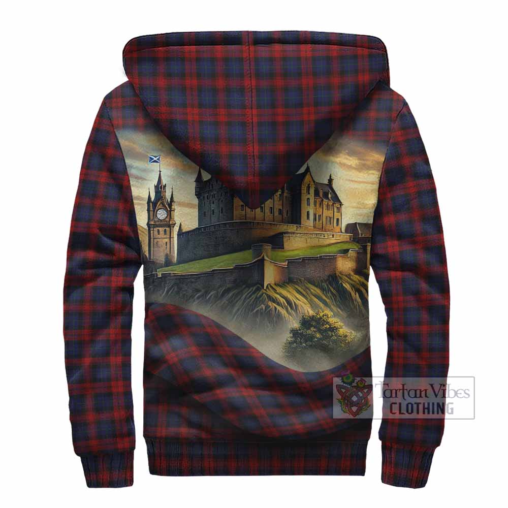 Tartan Vibes Clothing MacLachlan (McLachlan) Tartan Family Crest Sherpa Hoodie with Scottish Ancient Castle Style