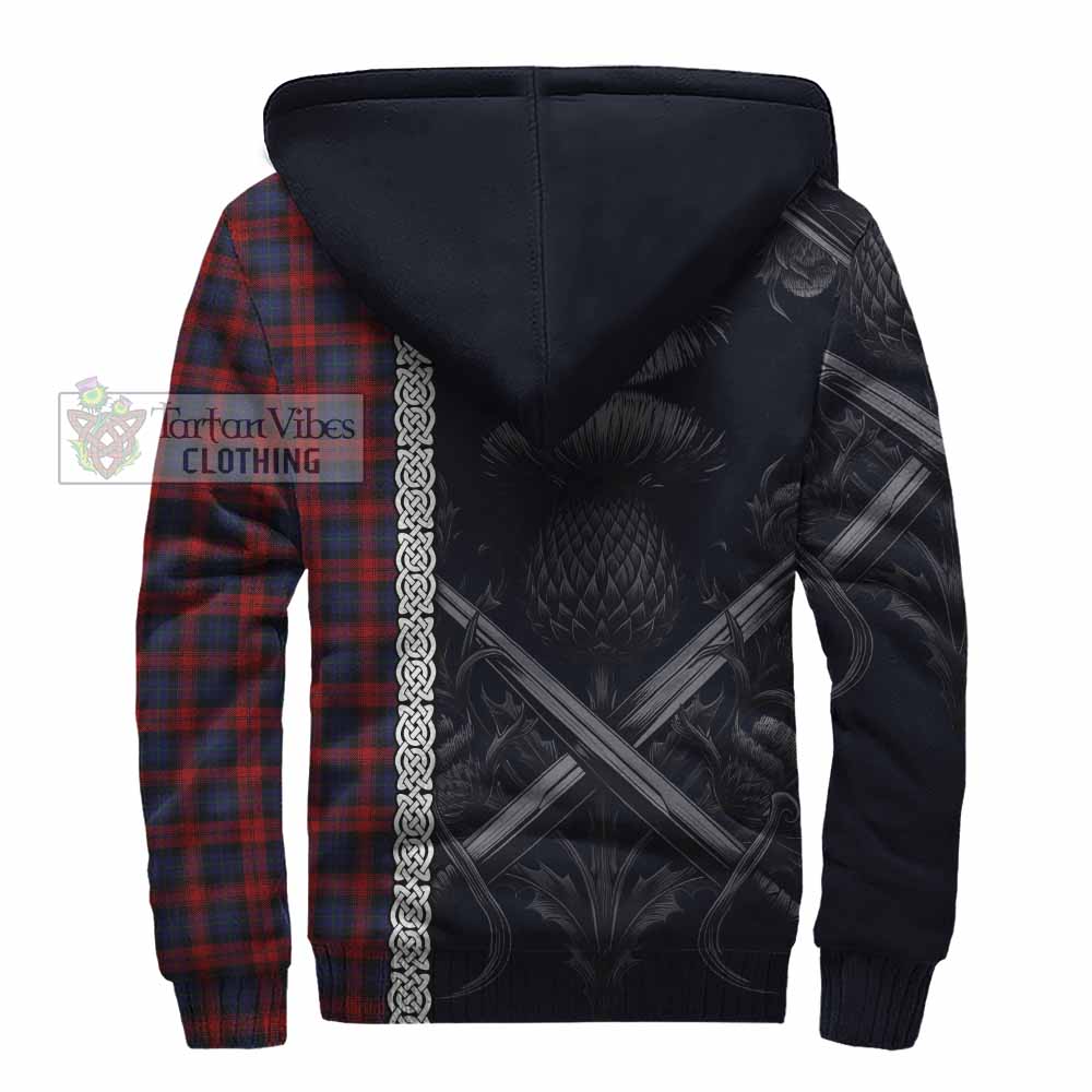Tartan Vibes Clothing MacLachlan (McLachlan) Tartan Sherpa Hoodie with Family Crest Cross Sword Thistle Celtic Vibes