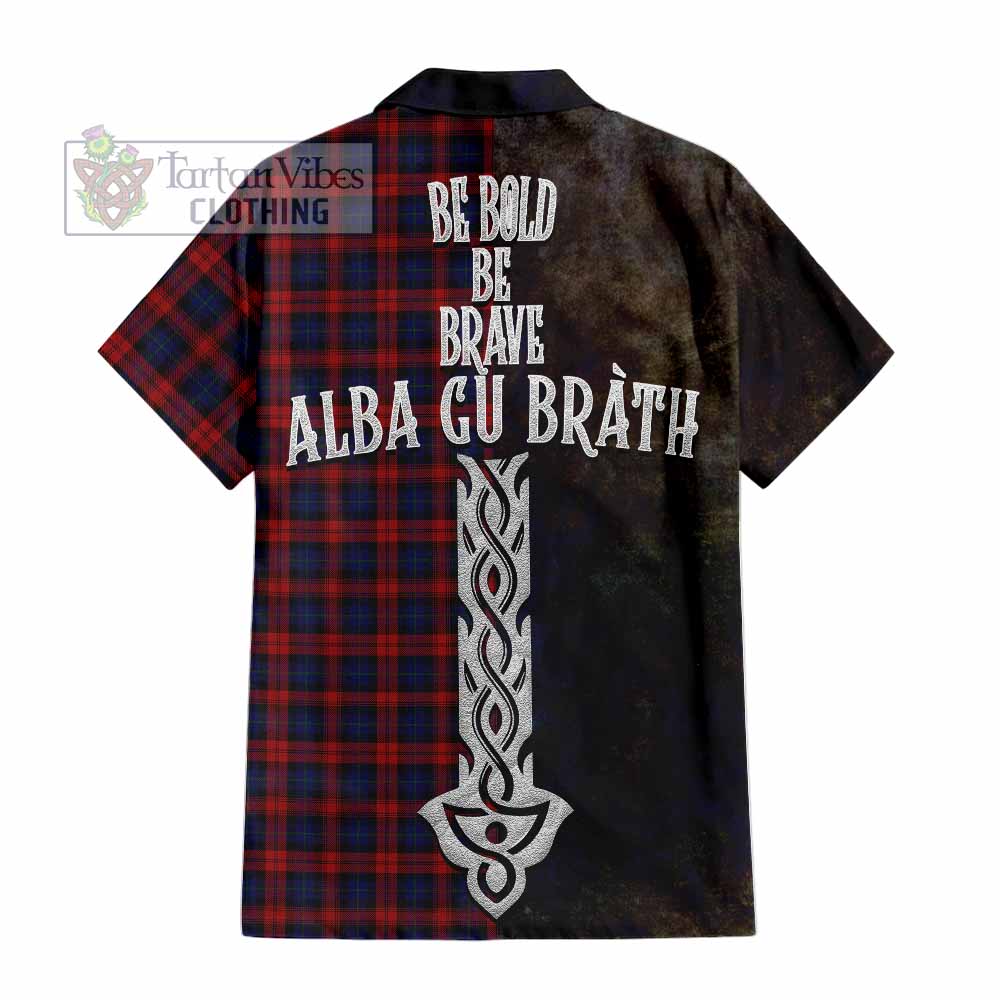 Tartan Vibes Clothing MacLachlan (McLachlan) Tartan Family Crest Short Sleeve Button Shirt Alba Gu Brath Be Brave Lion Ancient Style