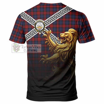 MacLachlan (McLachlan) Crest Tartan T-Shirt with Golden Lion Emblem Celtic Style