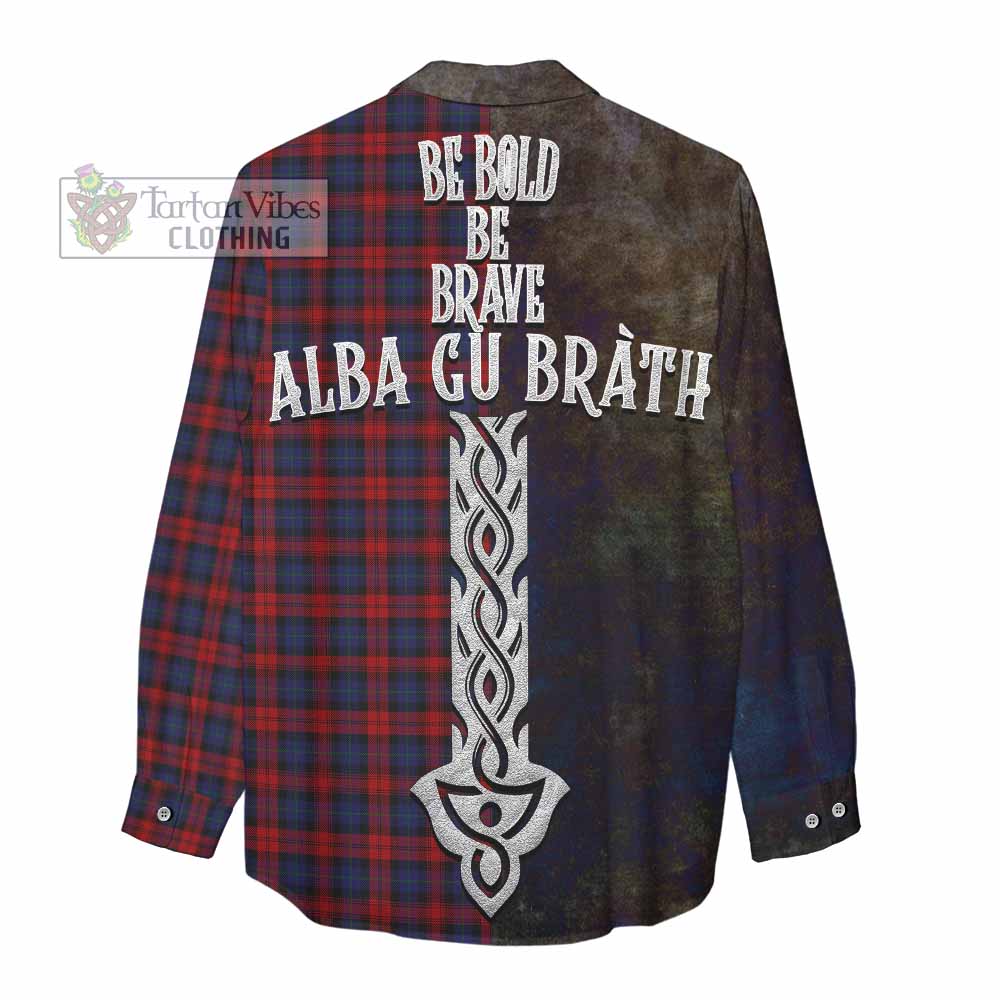 Tartan Vibes Clothing MacLachlan (McLachlan) Tartan Family Crest Women's Casual Shirt Alba Gu Brath Be Brave Lion Ancient Style