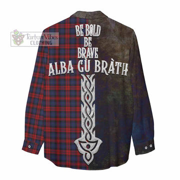 Tartan Vibes Clothing MacLachlan (McLachlan) Tartan Family Crest Women's Casual Shirt Alba Gu Brath Be Brave Lion Ancient Style