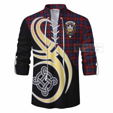 Tartan Vibes Clothing MacLachlan (McLachlan) Tartan Ghillie Kilt Shirt with Family Crest and Celtic Symbol Style