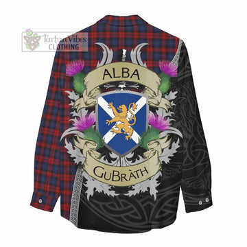 Tartan Vibes Clothing MacLachlan (McLachlan) Tartan Family Crest Women's Casual Shirt Lion Rampant Royal Thistle Shield Celtic Inspired
