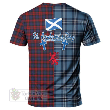Tartan Vibes Clothing MacLachlan (McLachlan) Tartan T-Shirt Happy St. Andrew's Day Half Tartan Style