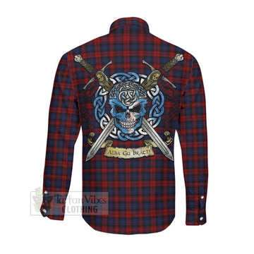 MacLachlan (McLachlan) Tartan Long Sleeve Button Shirt with Family Crest Celtic Skull Style
