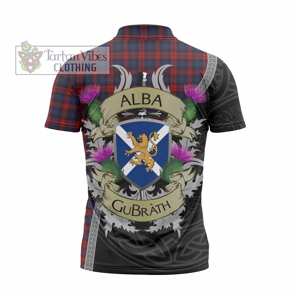 Tartan Vibes Clothing MacLachlan (McLachlan) Tartan Family Crest Zipper Polo Shirt Lion Rampant Royal Thistle Shield Celtic Inspired