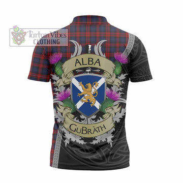 MacLachlan (McLachlan) Tartan Family Crest Zipper Polo Shirt Lion Rampant Royal Thistle Shield Celtic Inspired