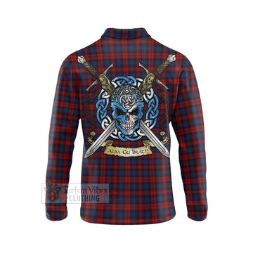 Tartan Vibes Clothing MacLachlan (McLachlan) Tartan Long Sleeve Polo Shirt with Family Crest Celtic Skull Style