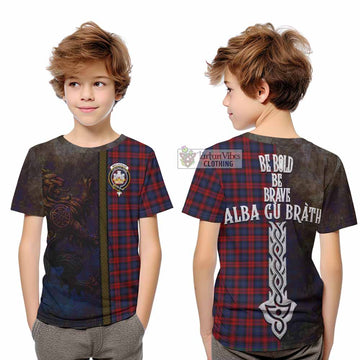 MacLachlan (McLachlan) Tartan Family Crest Kid T-Shirt Alba Gu Brath Be Brave Lion Ancient Style