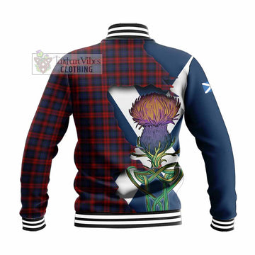 Tartan Vibes Clothing MacLachlan (McLachlan) Tartan Family Crest Baseball Jacket Scottish Thistle Celtic Inspired