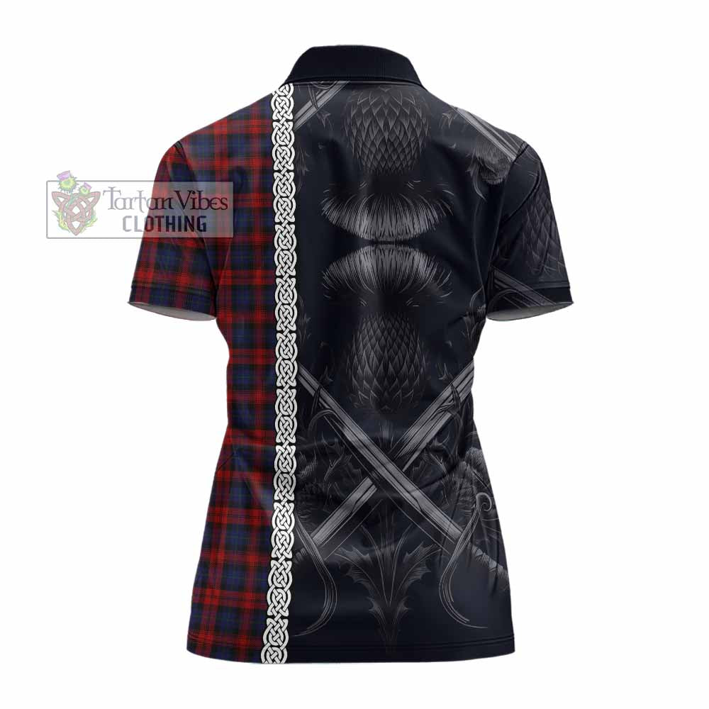 Tartan Vibes Clothing MacLachlan (McLachlan) Tartan Women's Polo Shirt with Family Crest Cross Sword Thistle Celtic Vibes