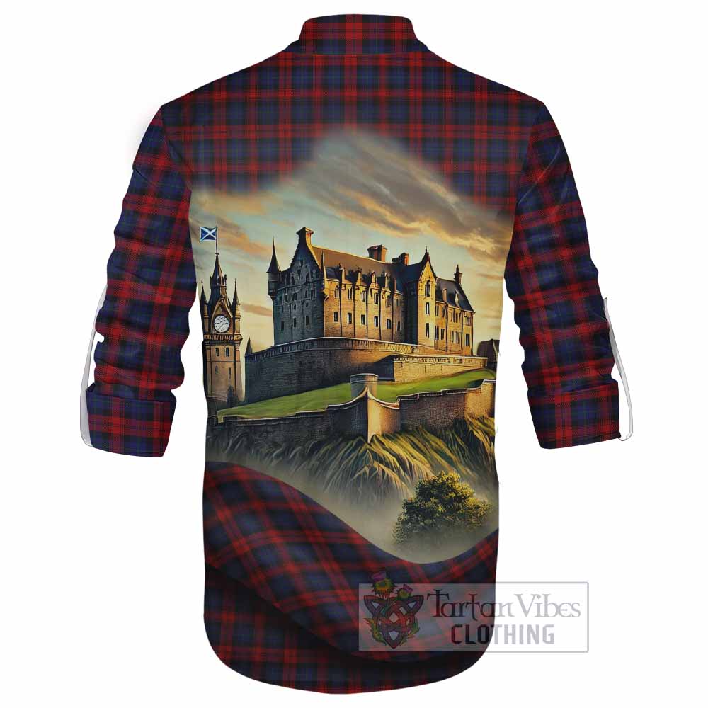 Tartan Vibes Clothing MacLachlan (McLachlan) Tartan Family Crest Ghillie Kilt Shirt with Scottish Ancient Castle Style