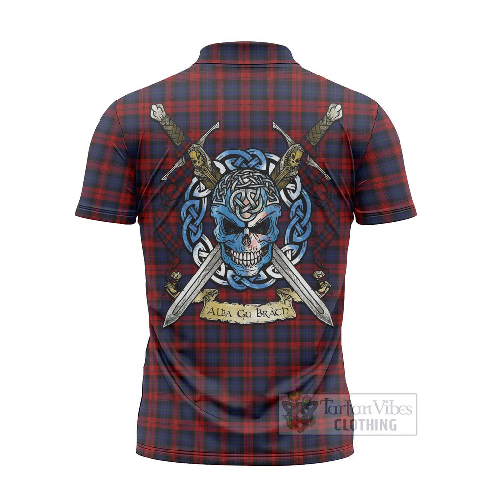 Tartan Vibes Clothing MacLachlan (McLachlan) Tartan Zipper Polo Shirt with Family Crest Celtic Skull Style