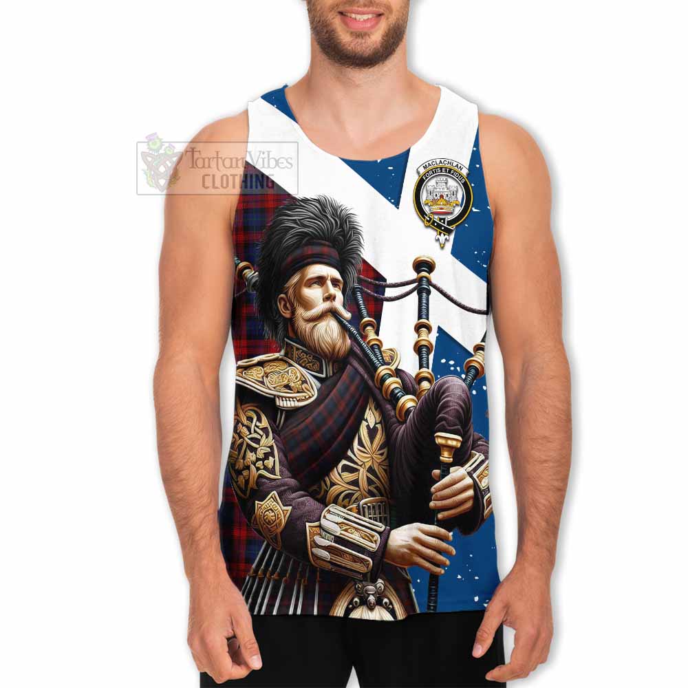 MacLachlan (McLachlan) Tartan Men's Tank Top with Family Crest Scottish Bagpiper Vibes